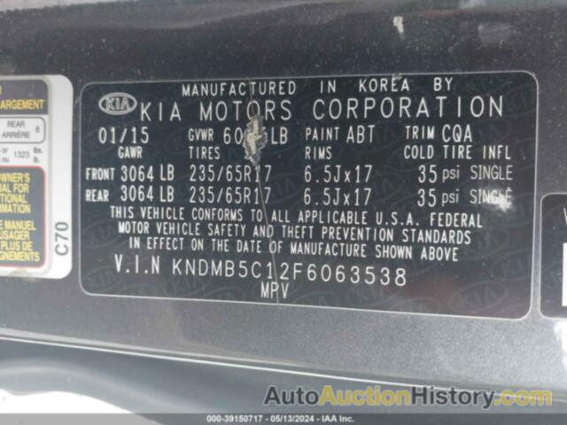 KIA SEDONA LX, KNDMB5C12F6063538