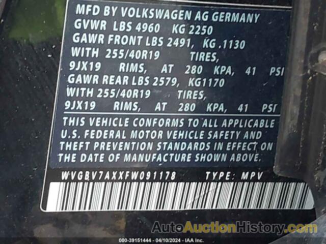 VOLKSWAGEN TIGUAN R-LINE, WVGBV7AXXFW091178