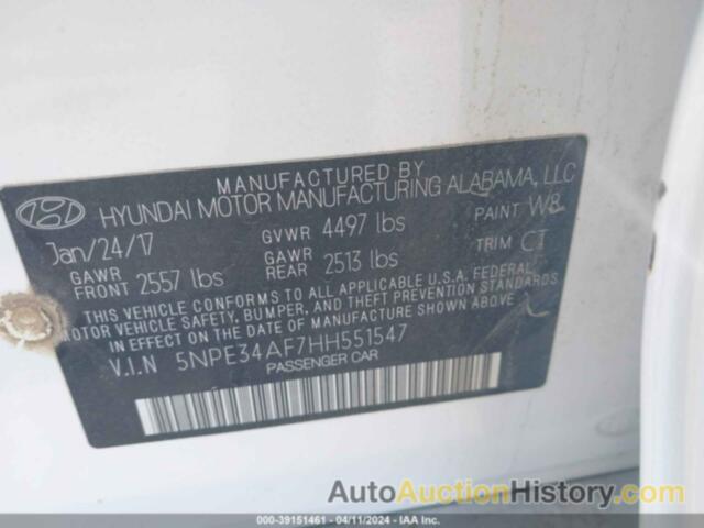 HYUNDAI SONATA SPORT, 5NPE34AF7HH551547