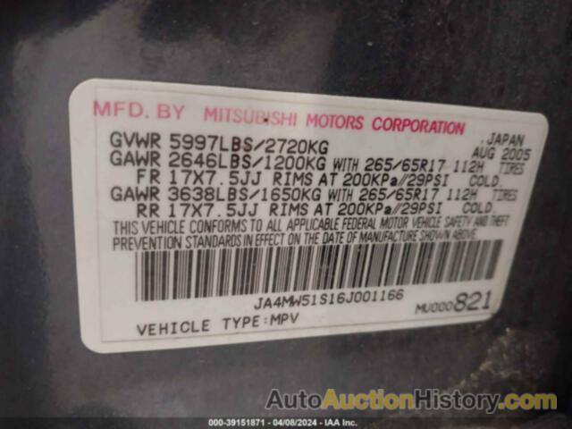 MITSUBISHI MONTERO LIMITED, JA4MW51S16J001166