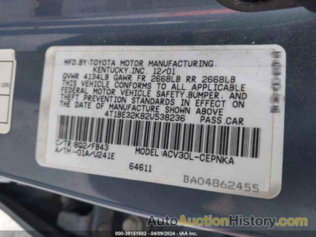 TOYOTA CAMRY LE, 4T1BE32K82U538236