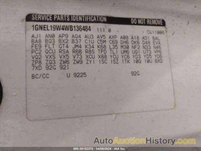 CHEVROLET ASTRO, 1GNEL19W4WB136484