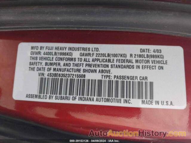 SUBARU LEGACY L/L W/SPECIAL EDITION PACKAGE, 4S3BE635237215508