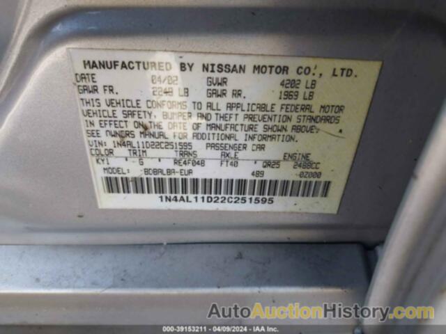 NISSAN ALTIMA 2.5 S, 1N4AL11D22C251595