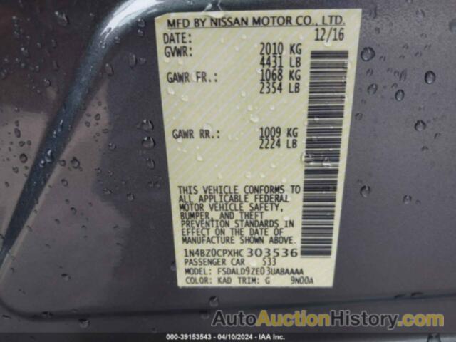 NISSAN LEAF SV, 1N4BZ0CPXHC303536