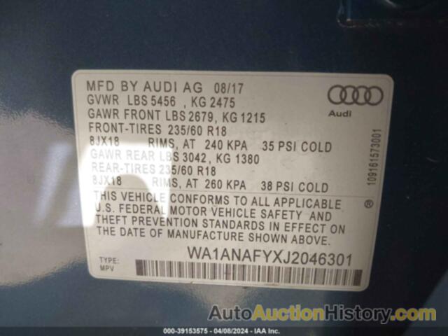 AUDI Q5 2.0T PREMIUM/2.0T TECH PREMIUM, WA1ANAFYXJ2046301