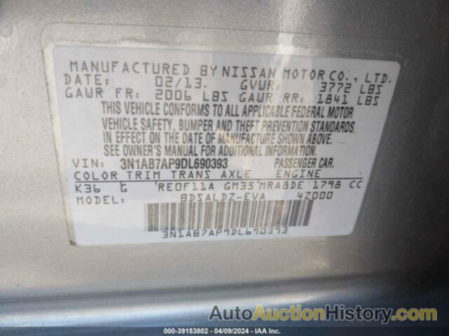 NISSAN SENTRA SV, 3N1AB7AP9DL690393