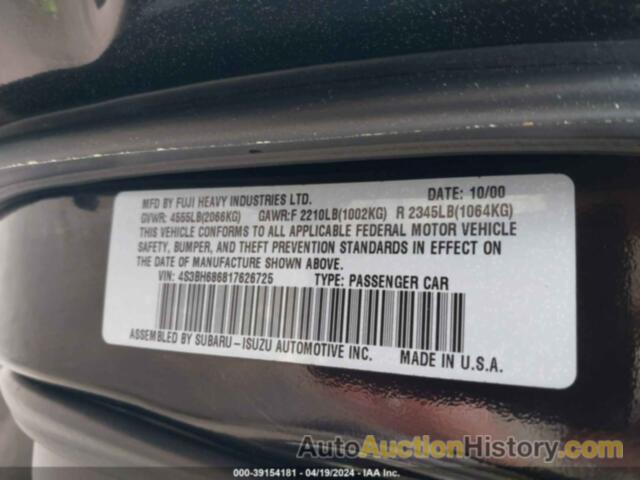 SUBARU OUTBACK LIMITED, 4S3BH686817626725