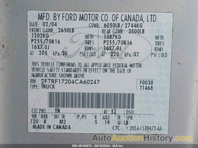 FORD F-150 HERITAGE XL/XLT, 2FTRF17204CA60247