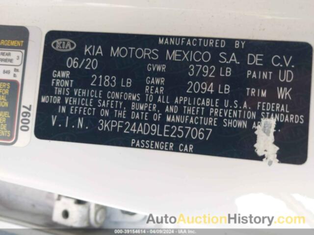 KIA FORTE FE/LXS, 3KPF24AD9LE257067