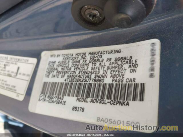 TOYOTA CAMRY LE, 4T1BE32K23U778660