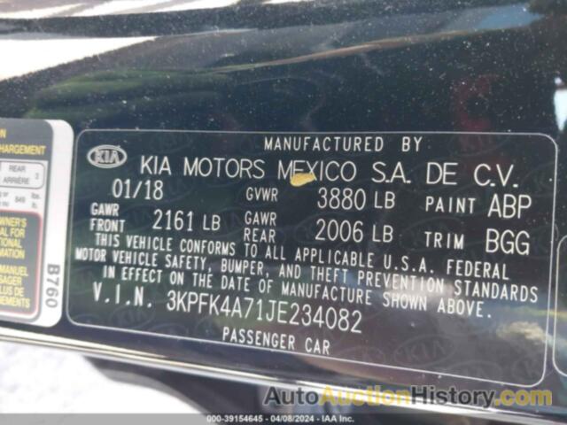 KIA FORTE LX, 3KPFK4A71JE234082