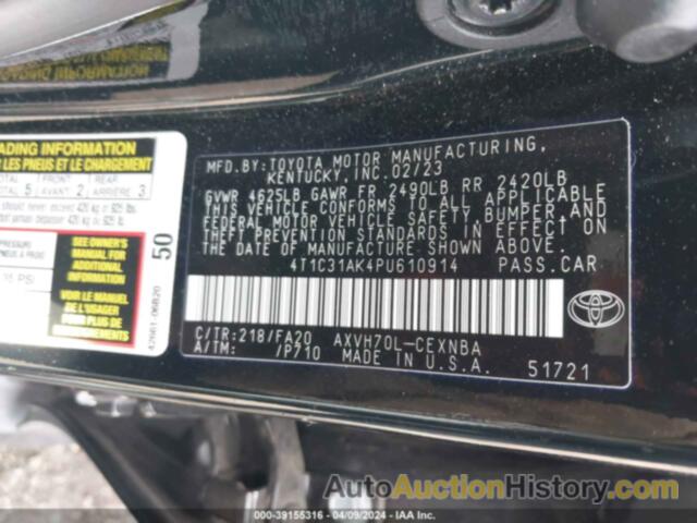 TOYOTA CAMRY LE HYBRID, 4T1C31AK4PU610914