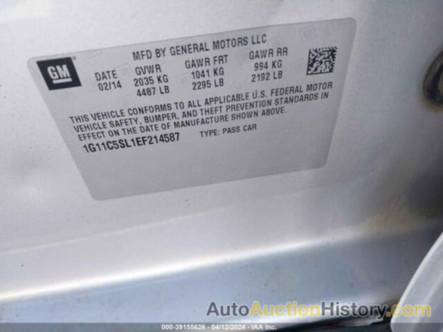 CHEVROLET MALIBU 1LT, 1G11C5SL1EF214587