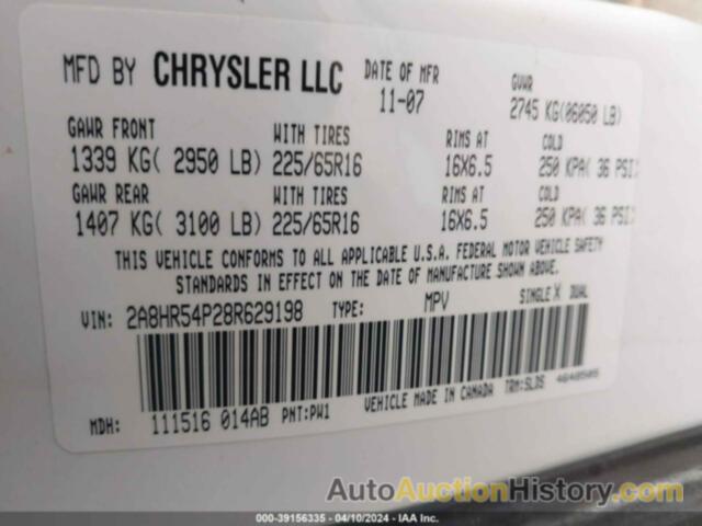 CHRYSLER TOWN & COUNTRY TOURING, 2A8HR54P28R629198