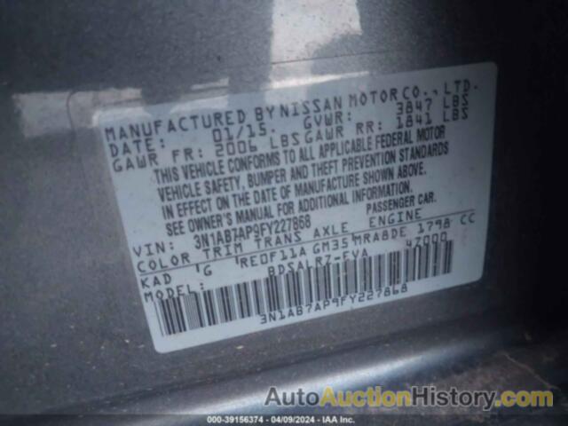 NISSAN SENTRA SR, 3N1AB7AP9FY227868