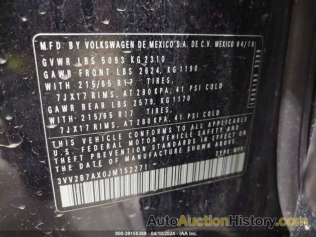 VOLKSWAGEN TIGUAN 2.0T SE/2.0T SEL, 3VV2B7AX0JM152271