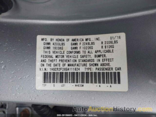 HONDA ACCORD LX, 1HGCR2F3XGA111824