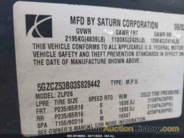 SATURN VUE V6, 5GZCZ53B03S828442