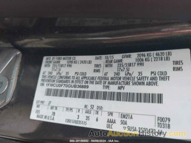 FORD ESCAPE S, 1FMCU0F70GUB36889