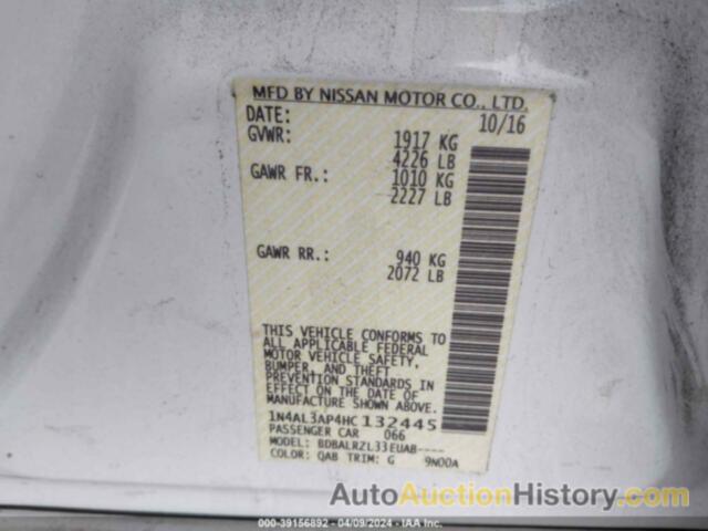 NISSAN ALTIMA 2.5/S/SV/SL/SR, 1N4AL3AP4HC132445