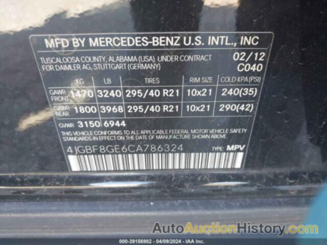 MERCEDES-BENZ GL 550 4MATIC, 4JGBF8GE6CA786324