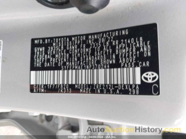 TOYOTA COROLLA LE, 5YFEPMAE1NP370244