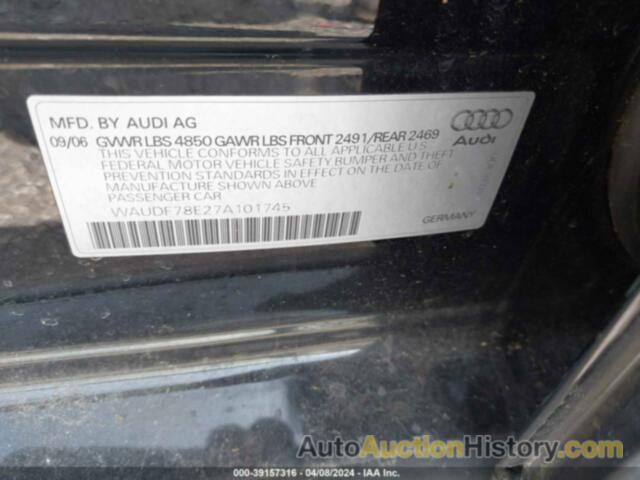 AUDI A4 2.0T, WAUDF78E27A101745