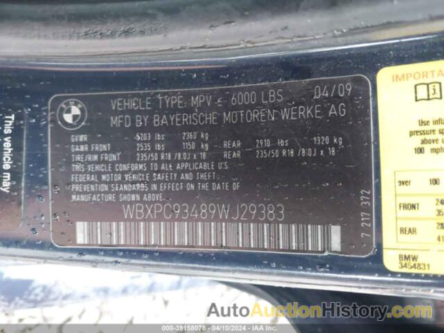 BMW X3 XDRIVE30I, WBXPC93489WJ29383