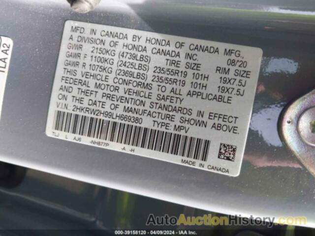 HONDA CR-V AWD TOURING, 2HKRW2H99LH669380