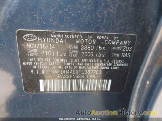 HYUNDAI ELANTRA SE, KMHDH4AEXFU387763