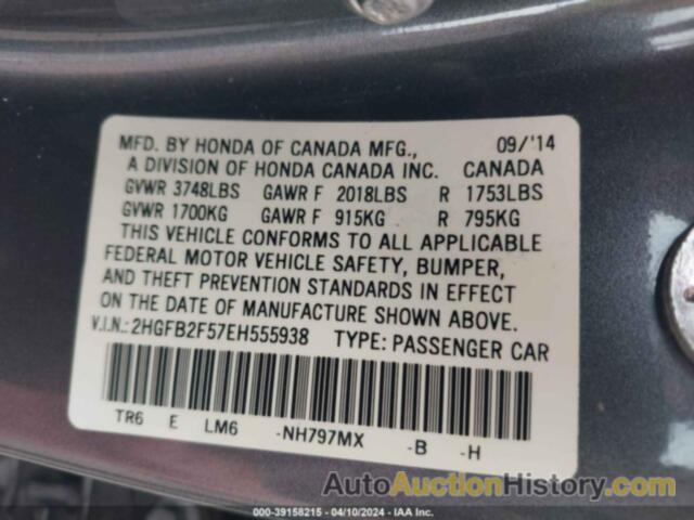 HONDA CIVIC LX, 2HGFB2F57EH555938