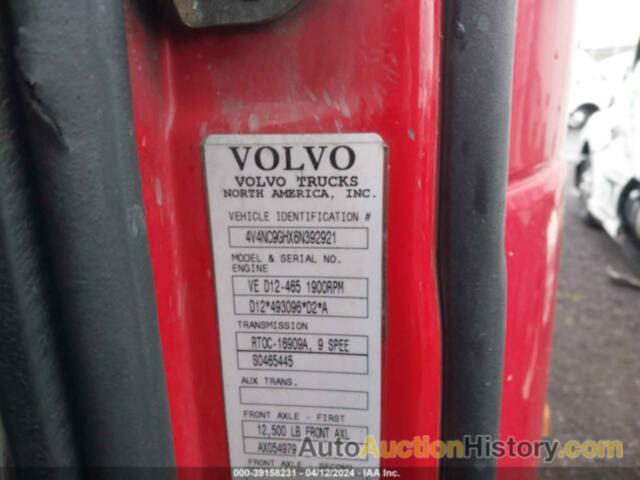 VOLVO VN VNL, 4V4NC9GHX6N392921