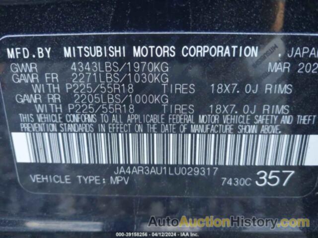 MITSUBISHI OUTLANDER SPORT 2.0 BE AWC/2.0 ES AWC/2.0 SE AWC/2.0 SP AWC, JA4AR3AU1LU029317