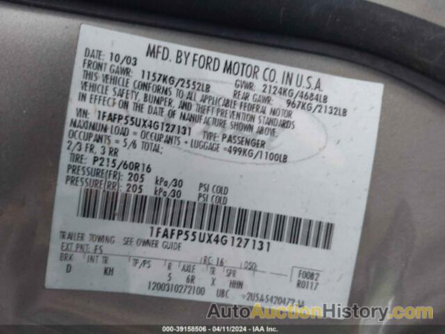 FORD TAURUS SES, 1FAFP55UX4G127131