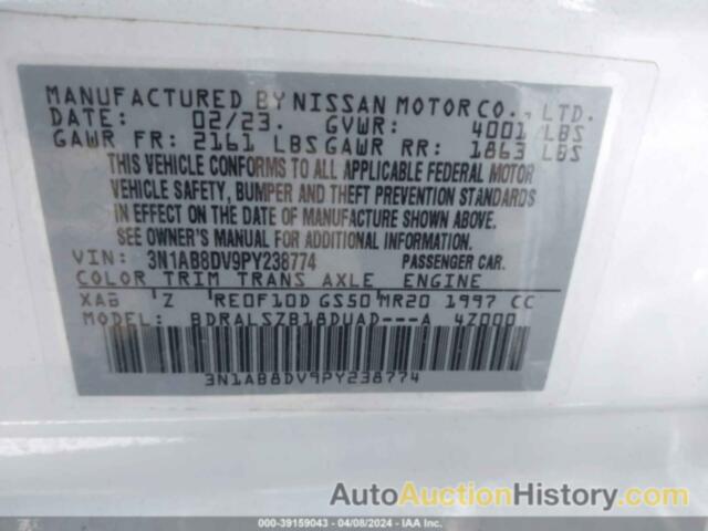 NISSAN SENTRA SR XTRONIC CVT, 3N1AB8DV9PY238774