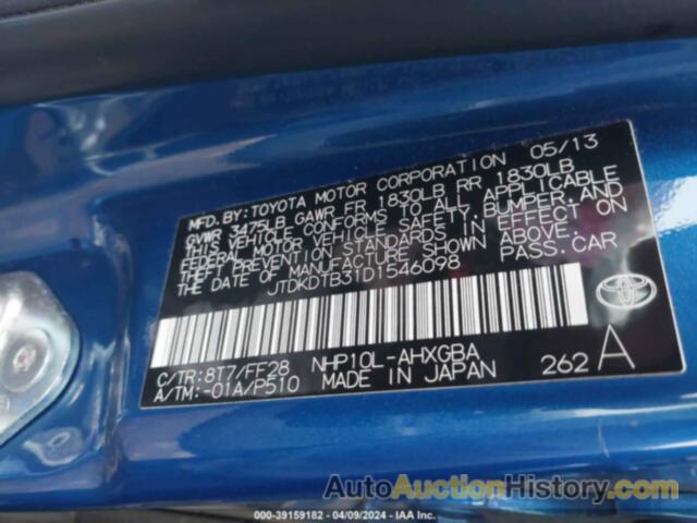 TOYOTA PRIUS C THREE, JTDKDTB31D1546098