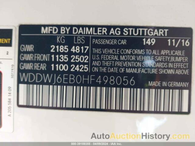 MERCEDES-BENZ AMG C 43 4MATIC, WDDWJ6EB0HF498056