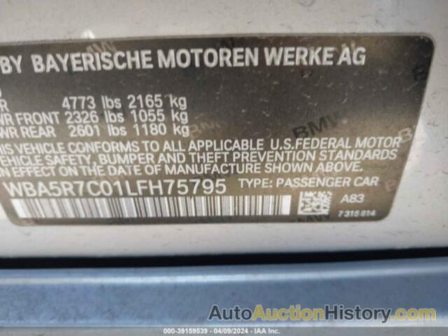 BMW 330I XDRIVE, WBA5R7C01LFH75795