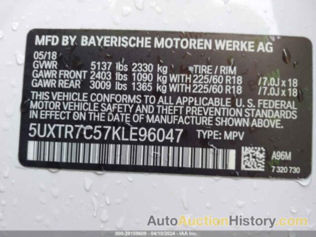 BMW X3 SDRIVE30I, 5UXTR7C57KLE96047