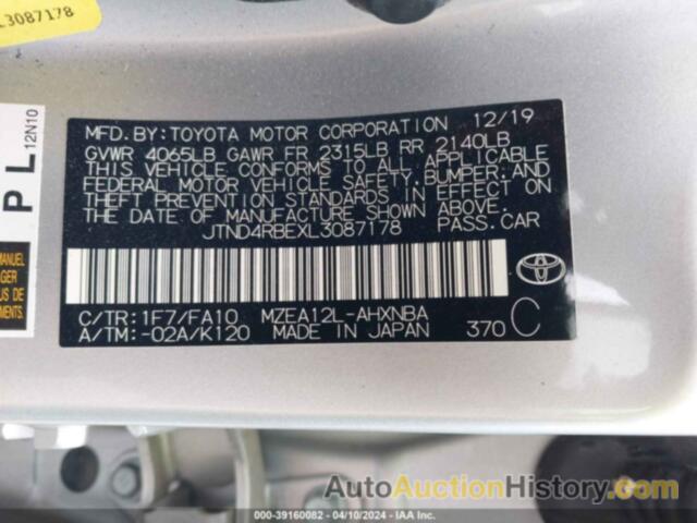 TOYOTA COROLLA SE, JTND4RBEXL3087178