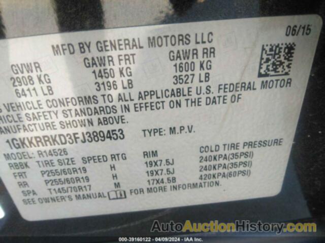 GMC ACADIA SLT-1, 1GKKRRKD3FJ389453