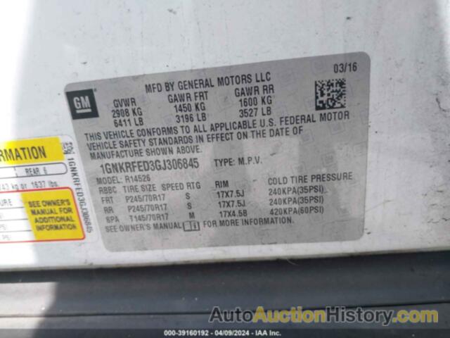 CHEVROLET TRAVERSE LS, 1GNKRFED3GJ306845