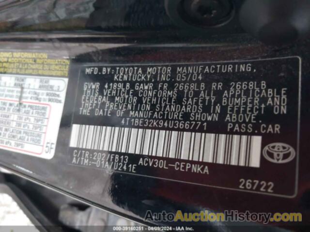 TOYOTA CAMRY LE, 4T1BE32K94U366771