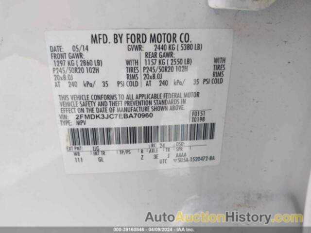 FORD EDGE SEL, 2FMDK3JC7EBA70960