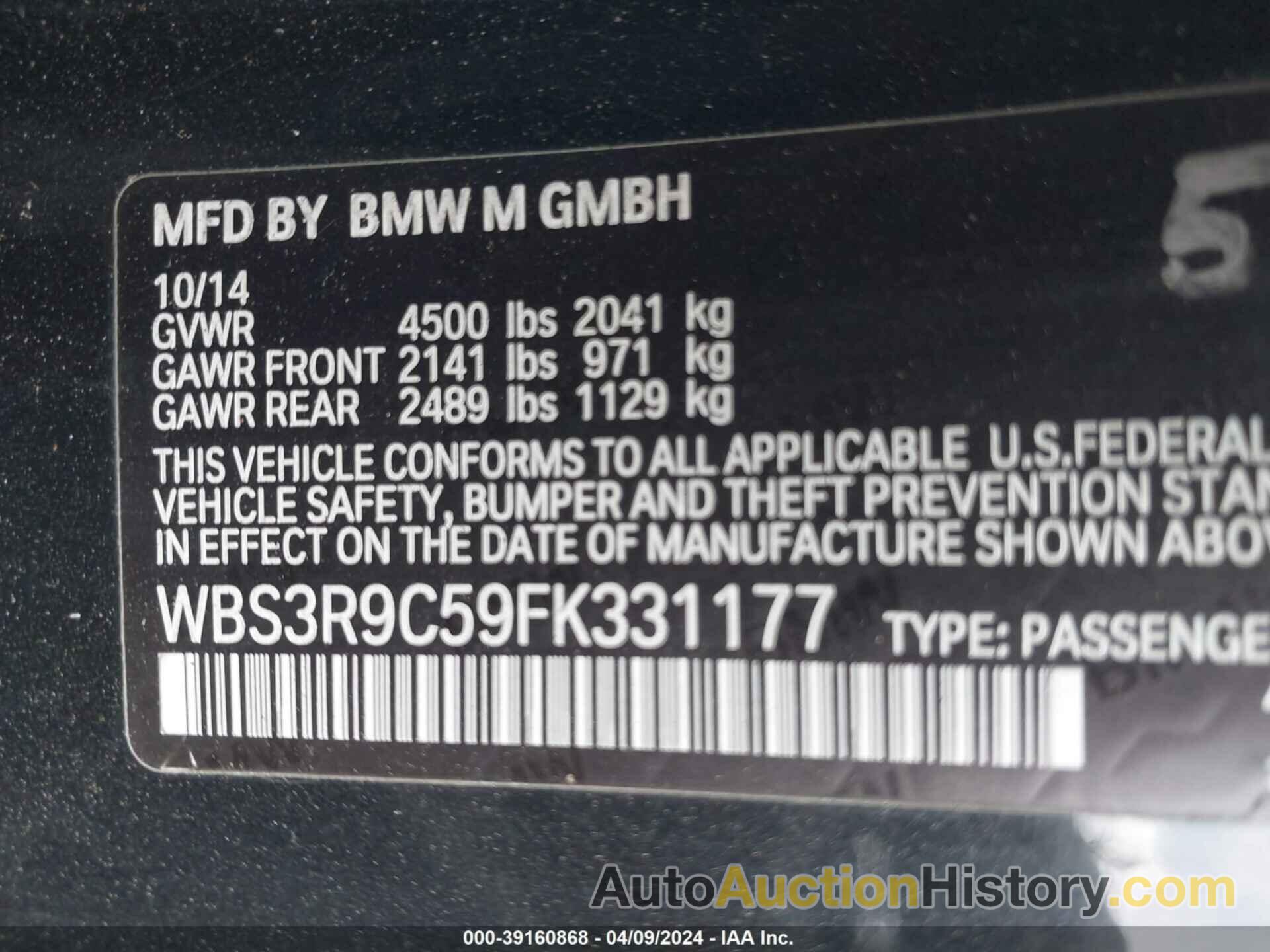 BMW M4, WBS3R9C59FK331177