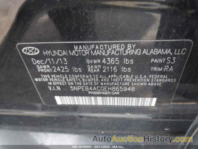 HYUNDAI SONATA GLS, 5NPEB4AC0EH865948