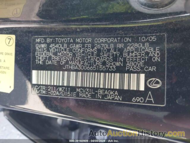 LEXUS ES 330, JTHBA30G665155733