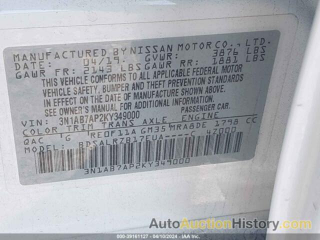 NISSAN SENTRA SR, 3N1AB7AP2KY349000