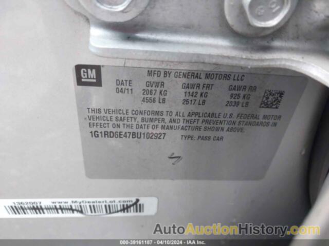 CHEVROLET VOLT, 1G1RD6E47BU102927